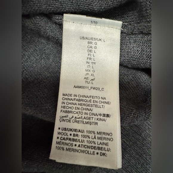 Men's merino wool Gray Sweater - Picture 4 of 6